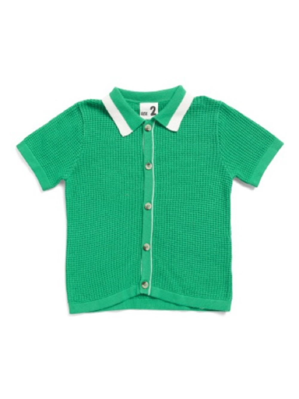 Cotton On Green Knit Button-Front Polo Cardigan with White Collar